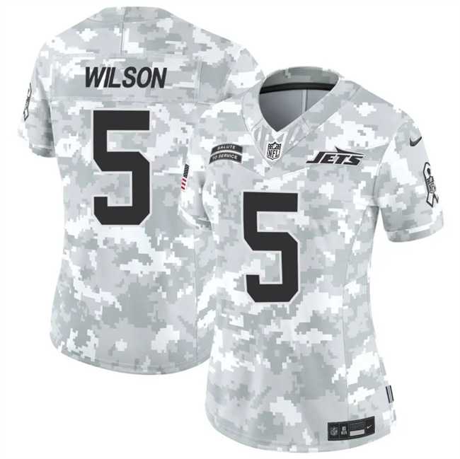 Womens New York Jets #5 Garrett Wilson 2024 F.U.S.E Arctic Camo Salute To Service Limited Stitched Jersey Dzhi